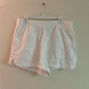 Old Navy White Cotton Pull-On Shorts | Size Large | Elastic Waist